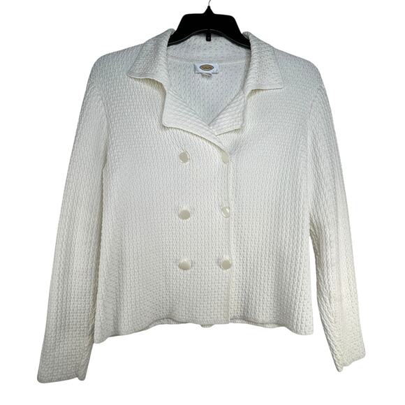 Talbots Double Breasted Sweater Cardigan Jacket Ivory Cream Women's Size M - Picture 1 of 6